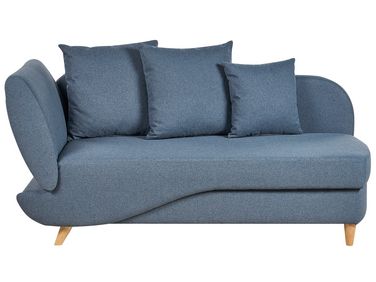 Left-Hand Chaise Longue MERI Faux Linen Dark Blue with Storage