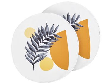 Lot de 2 coussins d'extérieur VIOZENE Motif de plante 40 x 40 cm Blanc