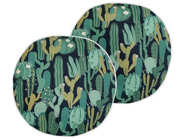 Lot de 2 coussins d'extérieur BUSSANA Motif de plante 40 x 40 cm Vert