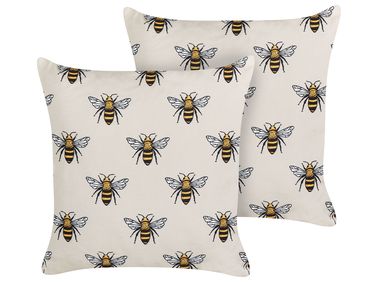 Lot de 2 coussins d'extérieur CANNETO Motif animal 45 x 45 cm Beige
