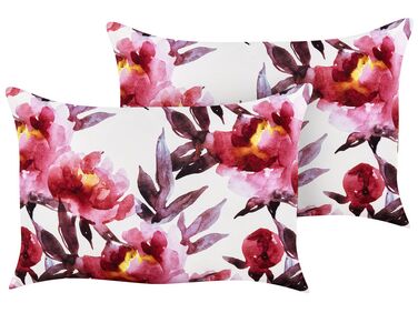 Lot de 2 coussins d'extérieur LANROSSO Motif floral 40 x 60 cm Rose