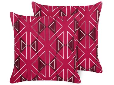 Lot de 2 coussins d'extérieur MEZZANO Motif géométrique 45 x 45 cm Rose