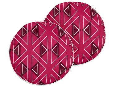 Lot de 2 coussins d'extérieur MEZZANO Motif géométrique 40 x 40 cm Rose