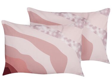 Lot de 2 coussins d'extérieur CAMPEI Motif abstrait 40 x 60 cm Rose