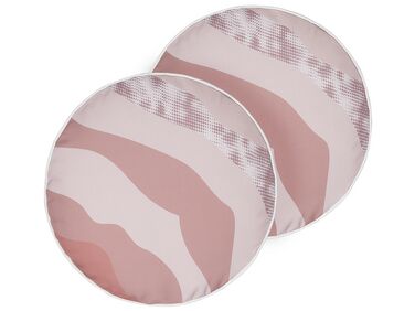 Lot de 2 coussins d'extérieur CAMPEI Motif abstrait 40 x 40 cm Rose