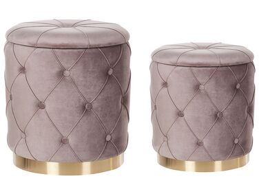 Lot de 2 poufs avec rangement PUEBLO Velours Taupe