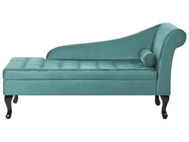 Right-Hand Chaise Longue PESSAC Velvet Teal with Storage