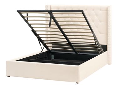 Lit ottoman Velours LUBBON 140 x 200 cm Blanc cassé