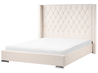 Lit avec sommier Velours LUBBON 160 x 200 cm Blanc cassé