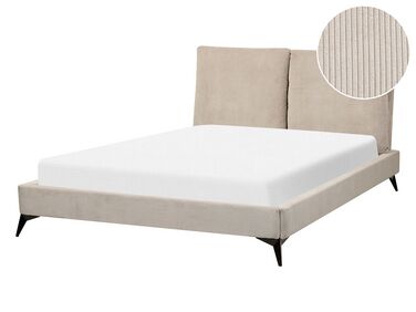 Lit avec sommier Velours côtelé MELLE 140 x 200 cm Taupe