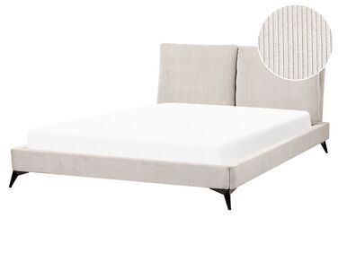 Lit avec sommier Velours côtelé MELLE 160 x 200 cm Beige clair