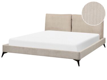 Lit avec sommier Velours côtelé MELLE 180 x 200 cm Taupe