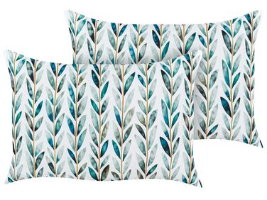 Lot de 2 coussins d'extérieur LOANO Motif de plante 40 x 60 cm Vert