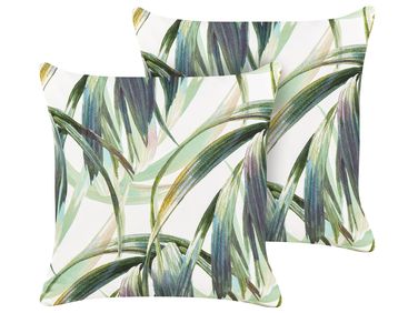 Lot de 2 coussins d'extérieur CALDERINA Motif de plante 45 x 45 cm Vert