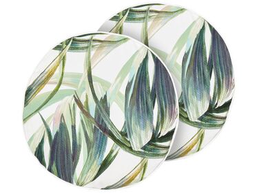 Lot de 2 coussins d'extérieur CALDERINA Motif de plante 40 x 40 cm Vert