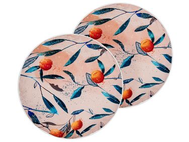 Lot de 2 coussins d'extérieur PIALPETTA Motif de plante 40 x 40 cm Orange