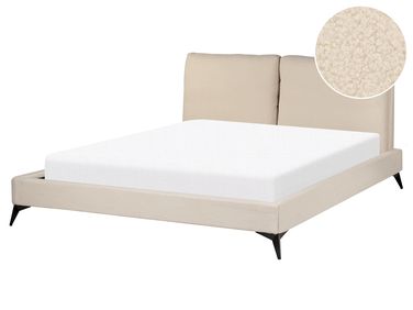 Lit avec sommier Bouclé MELLE 160 x 200 cm Beige