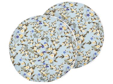 Lot de 2 coussins d'extérieur VALLORIA Motif floral 40 x 40 cm Bleu clair
