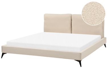 Lit avec sommier Bouclé MELLE 180 x 200 cm Beige