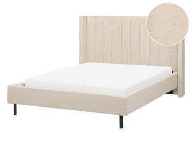 Lit avec sommier Bouclé VILLETTE 140 x 200 cm Beige