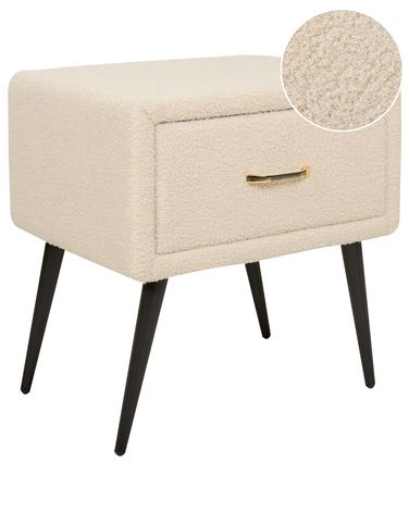 Nachtkastje met 1 lade FLAYAT Bouclé Beige