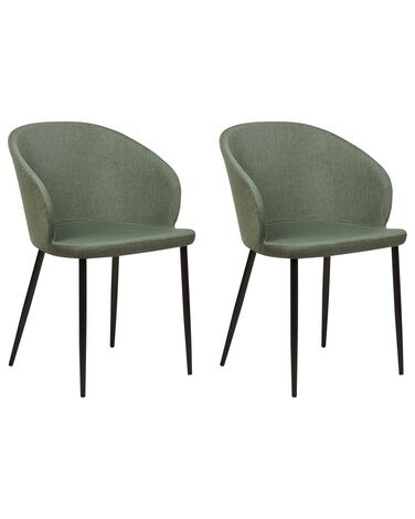 Lot de 2 chaises de salle à manger MASON Tissu Vert foncé