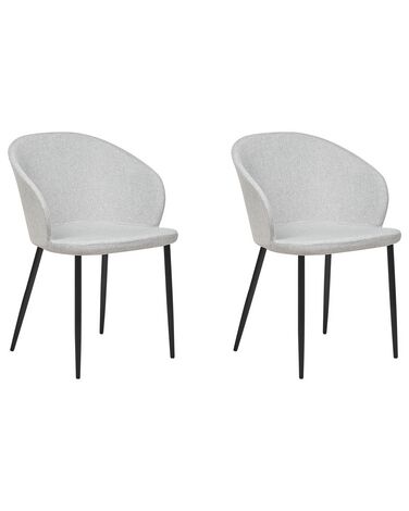 Lot de 2 chaises de salle à manger MASON Tissu Gris clair