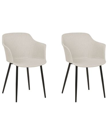 Lot de 2 chaises de salle à manger ELIM Tissu Beige clair