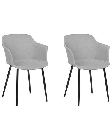 Lot de 2 chaises de salle à manger ELIM Tissu Gris clair