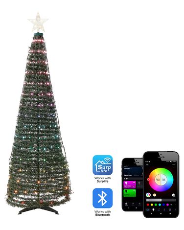 Vloer kerstversiering slimme LED met app SAARLOQ Kerstboom 160 cm Groen