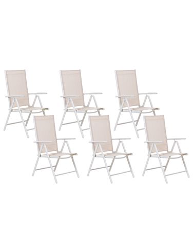 Lot de 6 chaises de jardin CATANIA Métal Beige