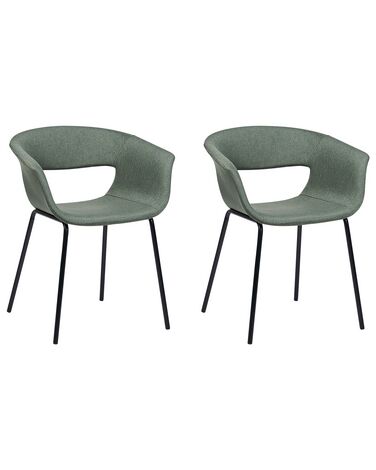Lot de 2 chaises de salle à manger ELMA Tissu Vert foncé