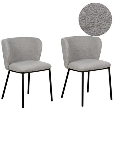 Lot de 2 chaises de salle à manger MINA Bouclé Gris