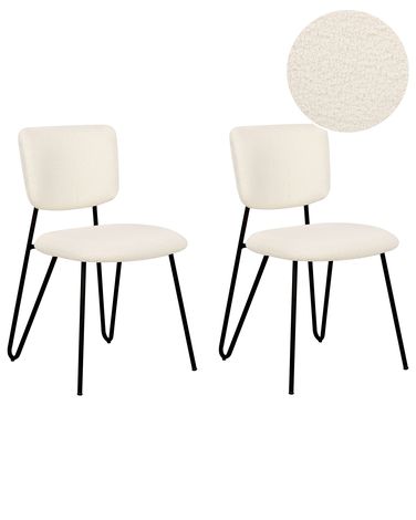 Lot de 2 chaises de salle à manger NELKO Bouclé Blanc cassé