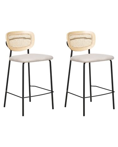 Lot de 2 chaises de bar MAYETTA Rotin Beige clair