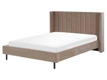 Lit avec sommier Velours VILLETTE 160 x 200 cm Taupe