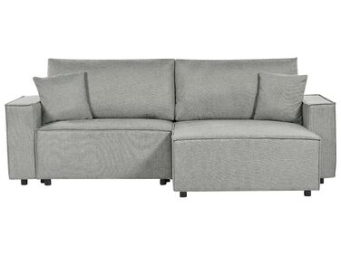 Corner Sofa Bed 3 Seater KARILA Fabric Grey with Storage Left Hand
