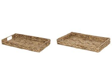 Lot de 2 plateaux décoratifs KONTUM Osier Naturel