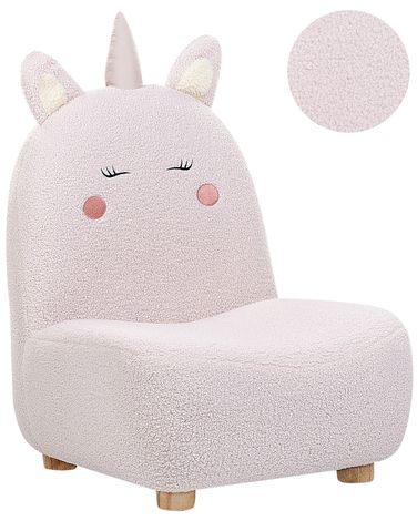 Kinderfauteuil Eenhoorn LULEA Bouclé Pastelroze