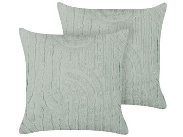 Lot de 2 coussins décoratifs TELLIMA Coton 45 x 45 cm Vert menthe Motif géométrique