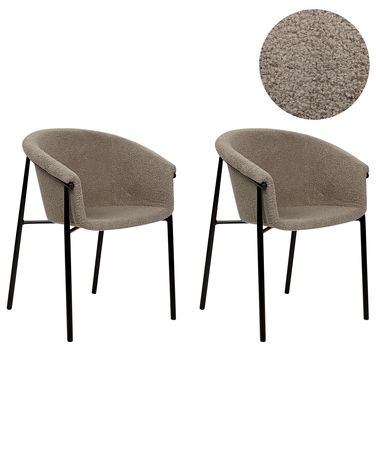 Lot de 2 chaises de salle à manger AMES Bouclé Taupe