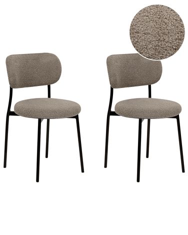 Lot de 2 chaises de salle à manger CASEY Bouclé Taupe