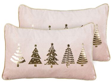 Lot de 2 coussins décoratifs ALSOBIA Velours 30 x 50 cm Rose Motif de Noël