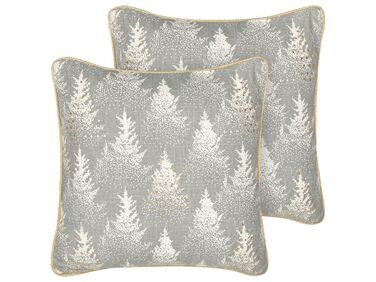 Lot de 2 coussins décoratifs BILLBERGIA Coton 45 x 45 cm Gris Motif de Noël