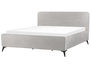 Lit avec sommier Tissu VALOGNES 180 x 200 cm Gris clair