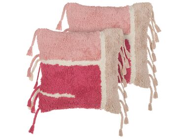 Lot de 2 coussins décoratifs BISTORTA Coton 45 x 45 cm Rose Motif géométrique