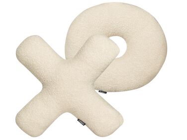 Lot de 2 coussins décoratifs HESPERIS Bouclé Beige Unicolore