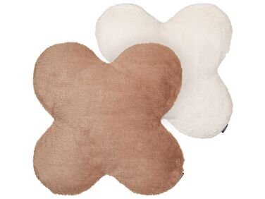 Lot de 2 coussins décoratifs ACHILLEA Fourrure synthétique 54 x 54 cm Beige Unicolore