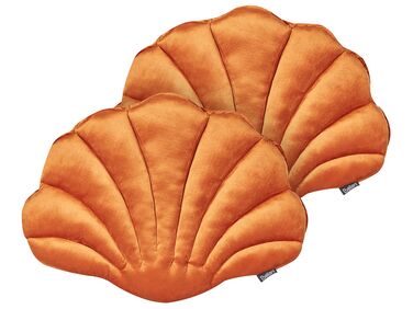 Lot de 2 coussins décoratifs CONSOLIDA Velours 47 x 35 cm Orange Unicolore