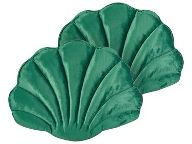 Lot de 2 coussins décoratifs CONSOLIDA Velours 47 x 35 cm Vert émeraude Unicolore